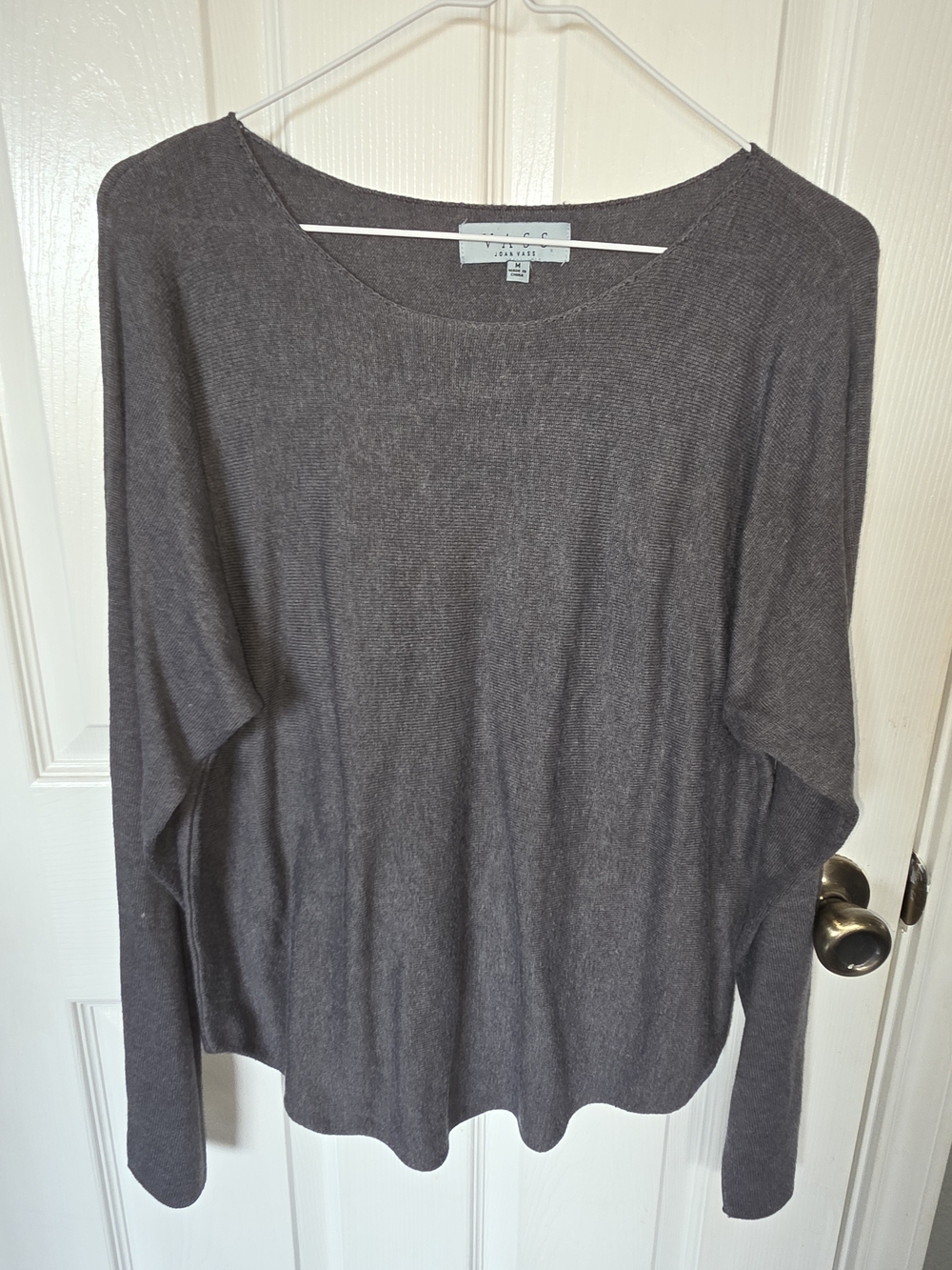 Joan Vass Charcoal Scoop Neck Lightweight Sweater